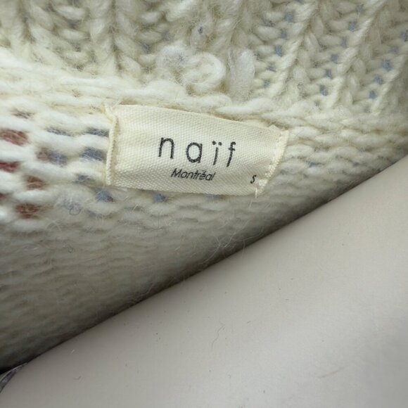 NAÏF MONTREAL Wool Knitted Cream Warm Oversized Minimalist Cardigan sz S - Picture 4 of 6